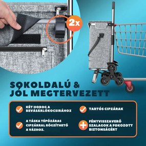 COMFORT bevásárlótáska lépcsőjáró kerekekkel, 50l, szürke Jurhan