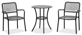 Erkély Bútorszett, Fém + Polyrattan, Szürke. GREY