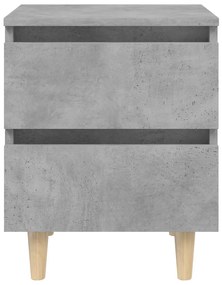 2 db betonszürke éjjeliszekrény tömör fenyő lábakkal 40x35x50cm
