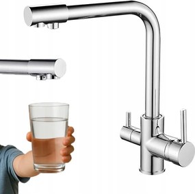 Háromutas Konyhai Csaptelep Forgatható Kifolyócsővel Konyhai Csaptelep Szűrő Króm