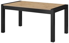Asztal Austin AT110Matt fekete, Világos tölgy, 79x90x160cm, Hosszabbíthatóság, Laminált forgácslap, Laminált forgácslap