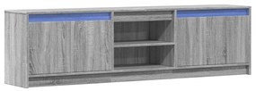 szürke sonoma színű szerelt fa LED-es TV-szekrény 180x34x50 cm