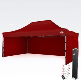 Reklámsátor 4x6 m Prémium (Alu) 3 oldallal – Gyorsan felállítható - plusz 3 oldalfal - Piros