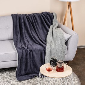 4Home gyapjú hatású pléd világosszürke/antracit, 150 x 200 cm