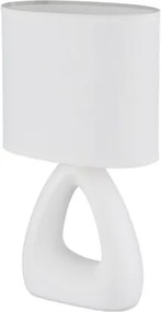 Globo 21731W Asztali lámpa, kerámia fehér, textil fehér, kábel PVC fehér, billenőkapcsoló a kábelen, HxSzxM: 170x100x300mm, kábel hossza 1300mm, 1x E14 40W 230V izzó nélkül