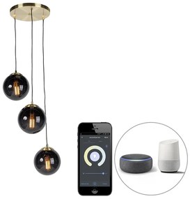 Okos lógólámpa sárgarézzel és fekete üveggel 3-lámpás, beleértve a Wifi ST64-et - Pallon