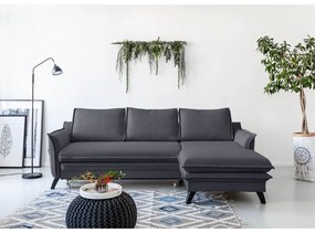 Charming Charlie antracit kinyitható sarokkanapé, jobb oldali - Miuform