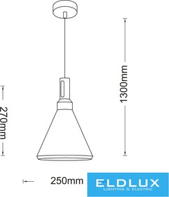 UNIVERSO Függeszték 1xE27 max.60w D250x270x1300mm IP20 fekete/arany 5év