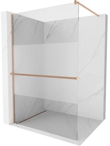 Mexen Kioto+, Walk-In zuhany paraván polccal és akasztóval 70 x 200 cm, 8 mm átlátszó matt üveg, réz matt profil, 800-070-121-65-35