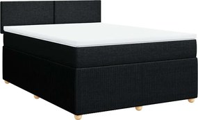 vidaXL fekete szövet rugós ágy matraccal 140 x 190 cm