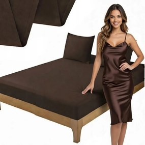 Lepedő 200x220 Pamut Gumi nélküli Barna Szatén Pamut