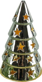 Dekorációs figura ezüst karácsonyfa H15 Led