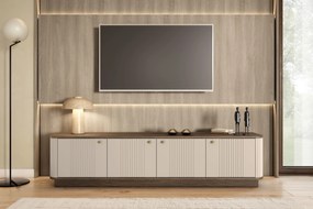 Vesper szafka RTV 187 cm - kasmír / dió / arany fogantyúk