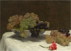 Üveg kép - Henri Fantin-Latour, Still Life with Grapes and a Carnation, reprodukciók (70x50 cm)