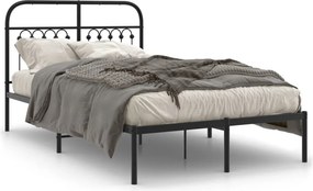 vidaXL fekete fém ágykeret fejtámlával 120 x 190 cm