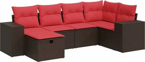 vidaXL 6 részes barna polyrattan kerti ülőgarnitúra párnával
