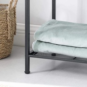 fürdőszobai polc, 5 szintes tároló állvány, fekete