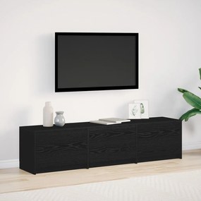 TV szekrény LED Fekete Tölgy 162.5x34x40 cm Szerelt Fa