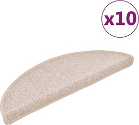 vidaXL 10 db lépcsőszőnyeg 56 x 17 x 3 cm bézs félkör alakú