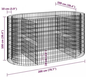 horganyzott vas gabion magaságyás 200x100x100 cm