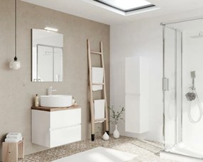 Easy 60cm-es két fiókos fürdőszobaszekrény fényes fehér &amp; természetes tölgy