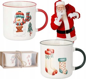 2 db Karácsonyi Bögre Ajándékba Nagy Kerámia Bögre Szett 300 ml Bögrék