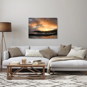 Kép - felhős tengerpart (üvegen) (70x50 cm)