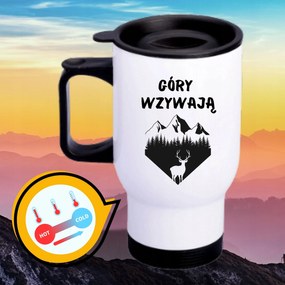 Bögre Fehér Thermo Vicces Ajándék Hegyek Hívnak