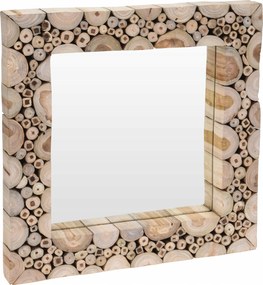 Fali Tükör Szögletes Teakfa 50X50 CM Nem Lakkozott