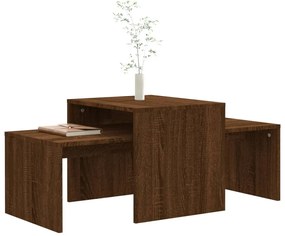 Barna tölgyszínű szerelt fa dohányzóasztalszett 100x48x40 cm