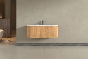 AREZZO design SELINA 120 cm-es ovális alsószekrény solid surface mosdóval, tölgy