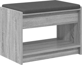 vidaXL Előtér pad Szürke Sonoma 63 x 38 x 45 cm Műanyag Fa és Szövet