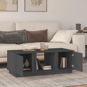 szürke tömör fenyőfa dohányzóasztal 110x50x40 cm