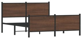 barna tölgy színű fém ágykeret matrac nélkül 160 x 200 cm