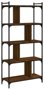 5 szintes barna tölgyszínű fa könyvespolc 76 x 32 x 158 cm