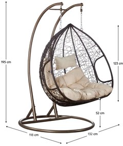 Függesztett kétszemélyes fotel Deber (réz + barna + krém) . 1116293