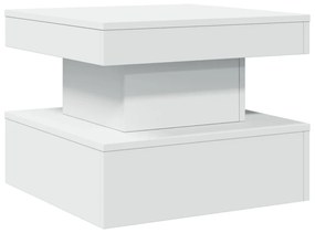 fehér dohányzóasztal LED-lámpákkal 50 x 50 x 40 cm