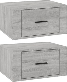 vidaXL 2 db szürke sonoma falra szerelhető éjjeliszekrény 50x36x25 cm