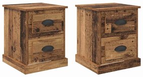 Éjjeliszekrény fiókkal 2 pcs Régi fa 39 x 39 x 47.5 cm Faanyag