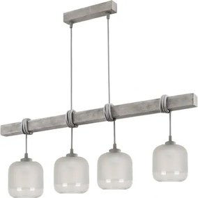BRILAGI - Kábellel függesztett csillár WOOD GLASS 4xE27/60W/230V fenyő/szürke/fehér