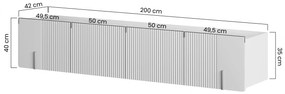 Malmi függesztett TV szekrény 200 cm - kasmír / crema bianca / fekete
