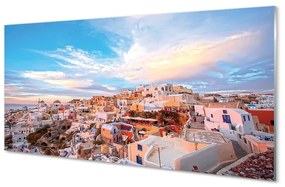 Üvegképek Görögország panoráma városi naplemente 120x60cm
