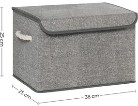 Tárolódobozok fedéllel 3 db-os szett, 38 x 25 x 25 cm, szürke