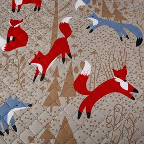 Ágytakaró mintával PIROS RÓKA barna Méret: 170 x 210 cm