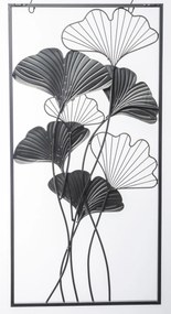 Arany áttört ginkgo biloba levélcsokor fekete fém faldekoráció 100x50x3cm