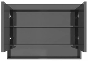 fényes szürke MDF tükrös fürdőszobaszekrény 80 x 15 x 60 cm