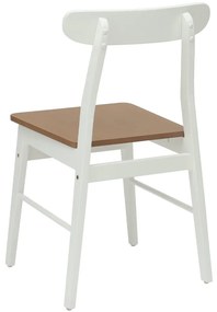Étkezőszék 2 pcs Fehér és Természetes Tömör fa