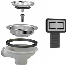 Gamma Gamma, 1-kamrás kézi szifon gránit mosogatóhoz négyzetes túlfolyóval, króm, GMA-1M11ZCH