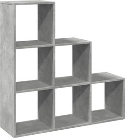 vidaXL 3 szintes betonszürke fa térelválasztó könyvespolc 99x29x99 cm