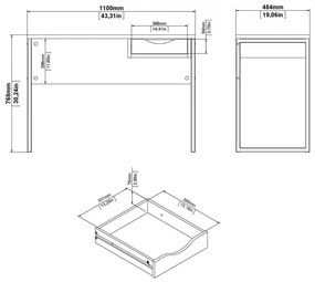 Felix Light íróasztal 110, fehér matt / fehér